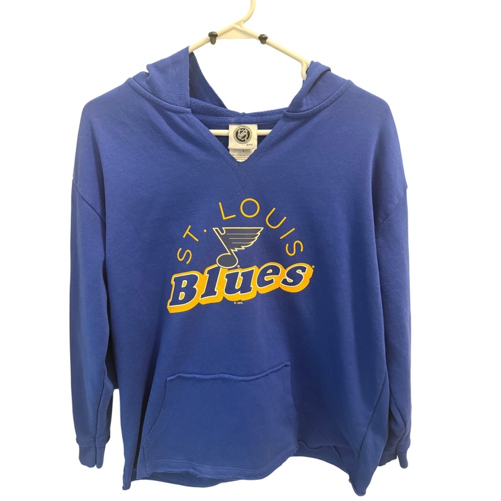 NHL St. Louis Blues Hoodie Women Medium Blue Good V-Neck Graphic Pullover